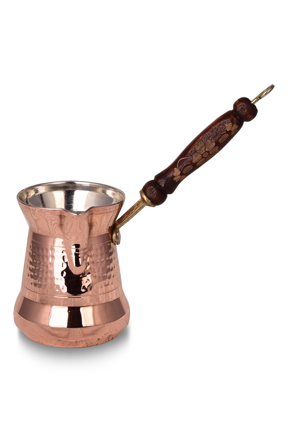 Bakır Sultan Cezve 5 No Kalın Ahşap Kulp 6 Fincan